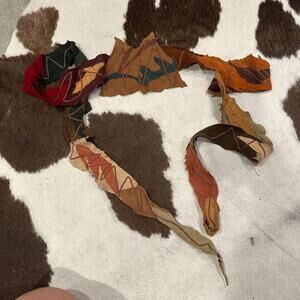 Vintage 1970s Genuine Suede Patchwork Wrap Belt Auntie Macassar